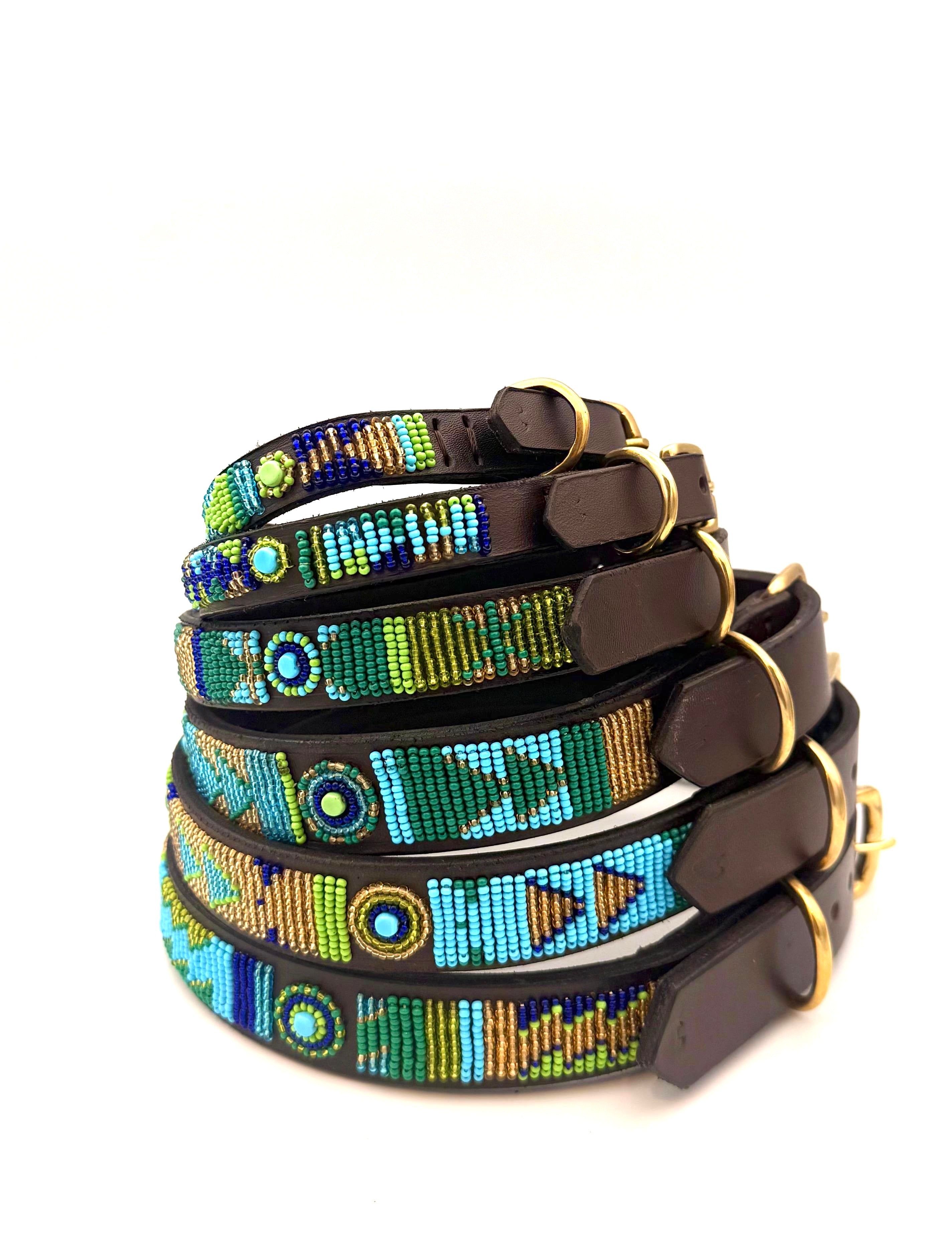 Lederhalsband Blau