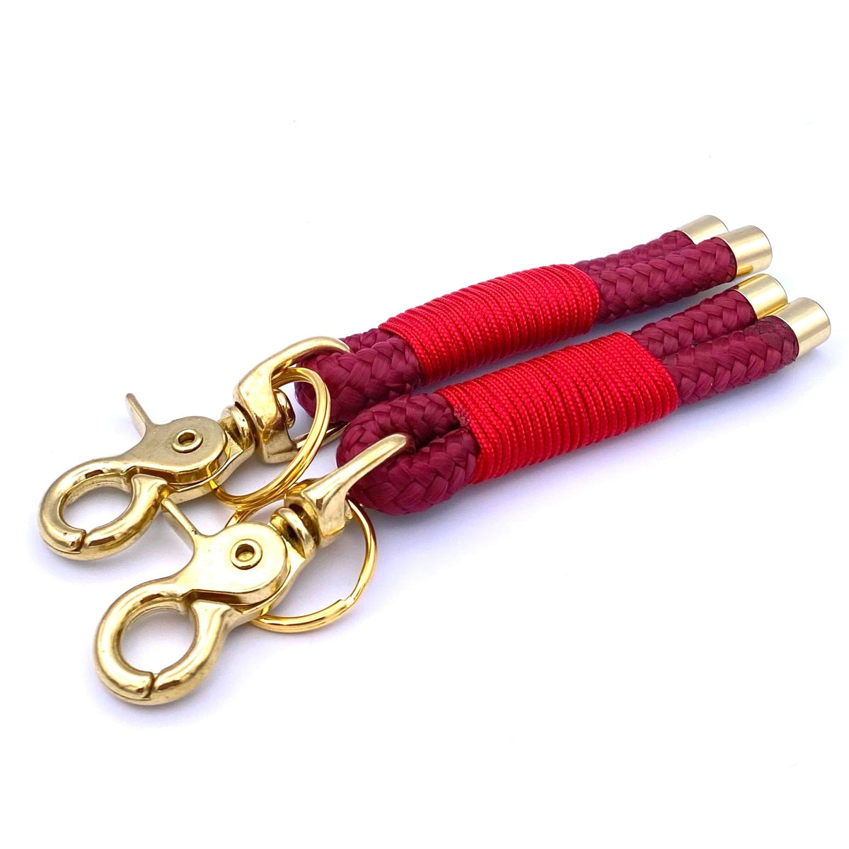 Tauleine in Rot im Detail, dreifach verstellbar über Ringe und Karabiner