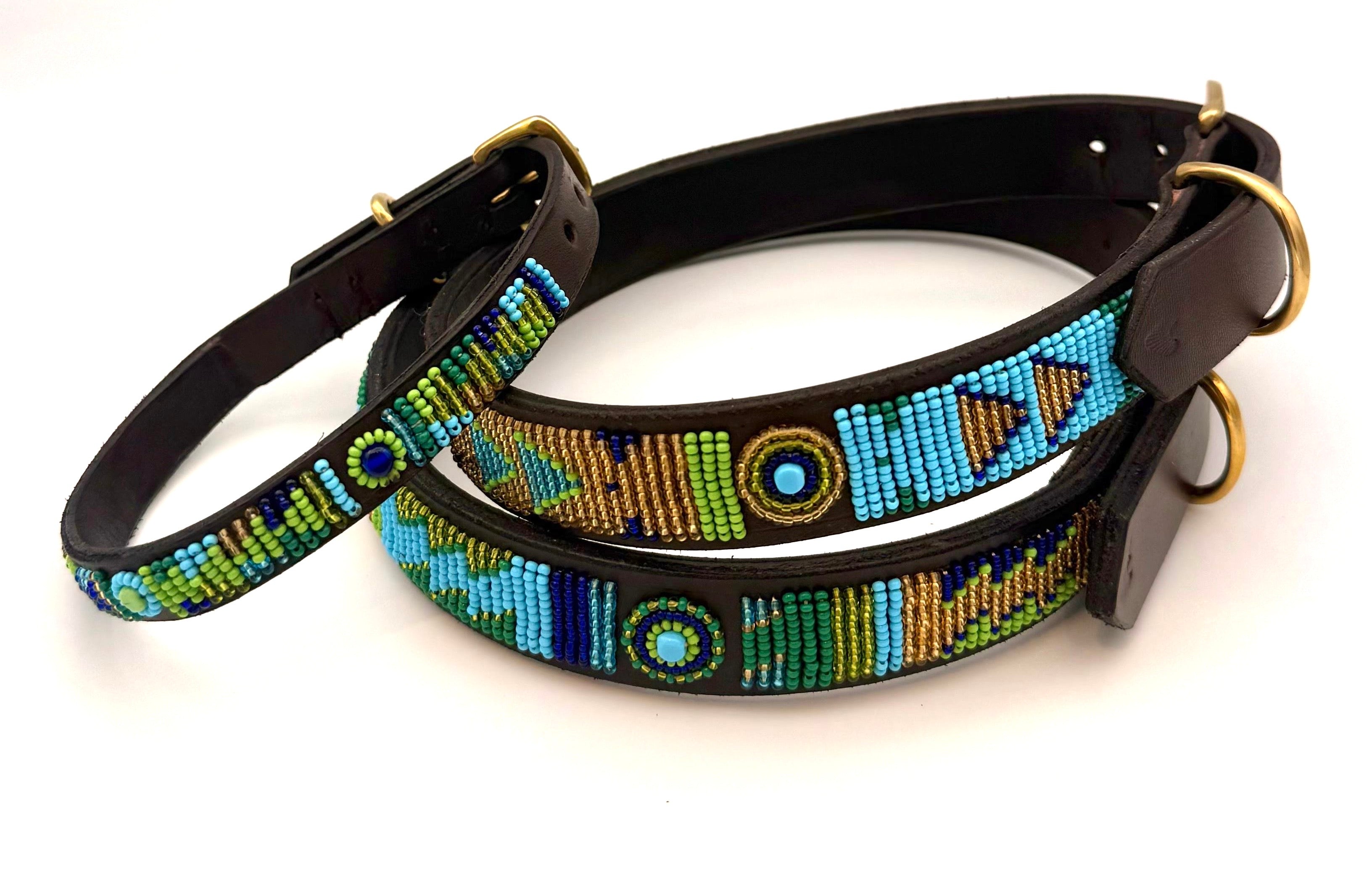 Lederhalsband Blau