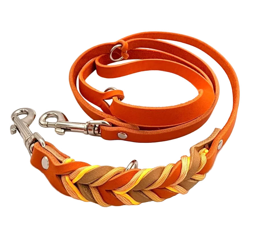 Lederhalsband geflochten Orange