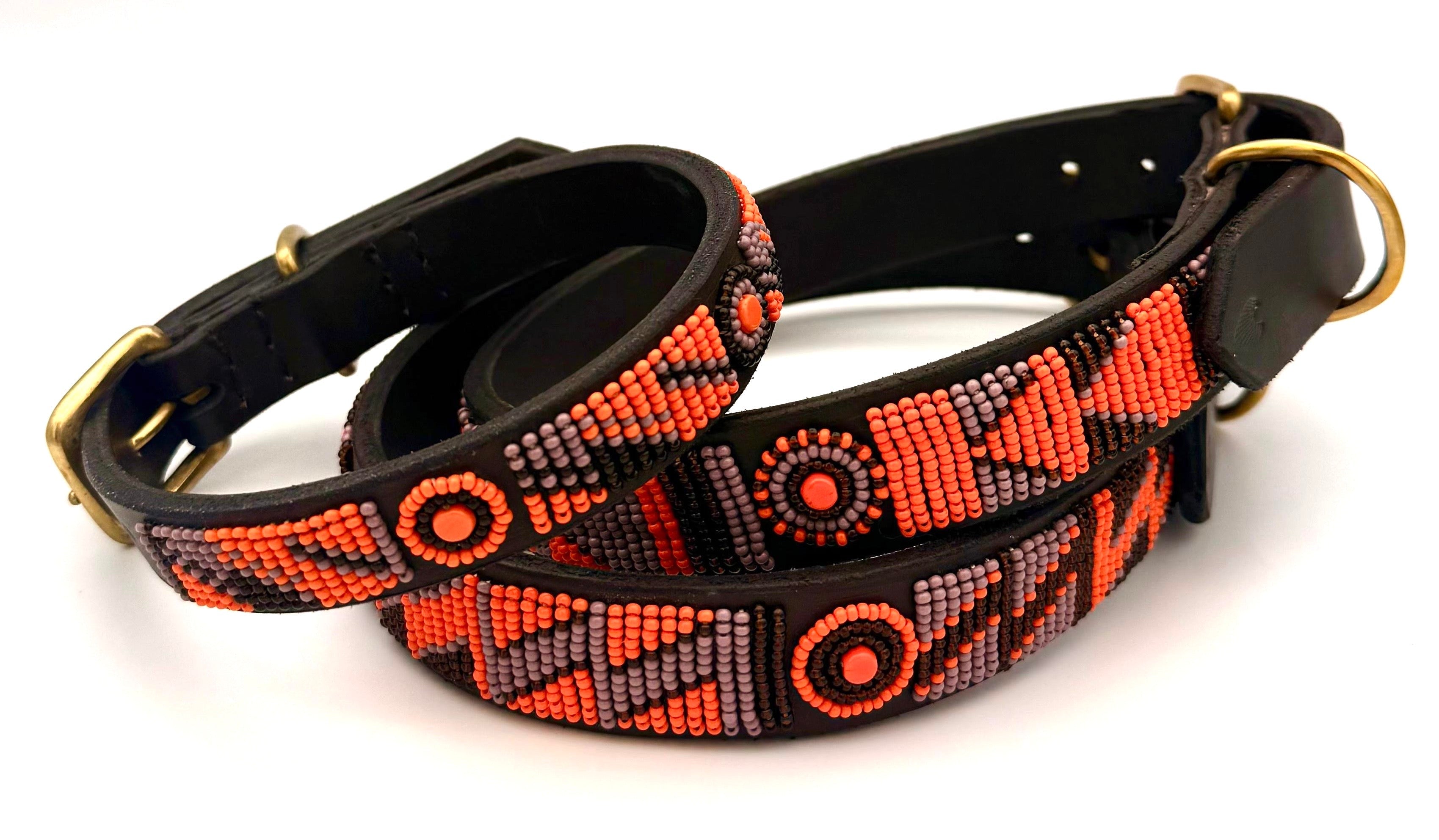 Lederhalsband Braun/Orange