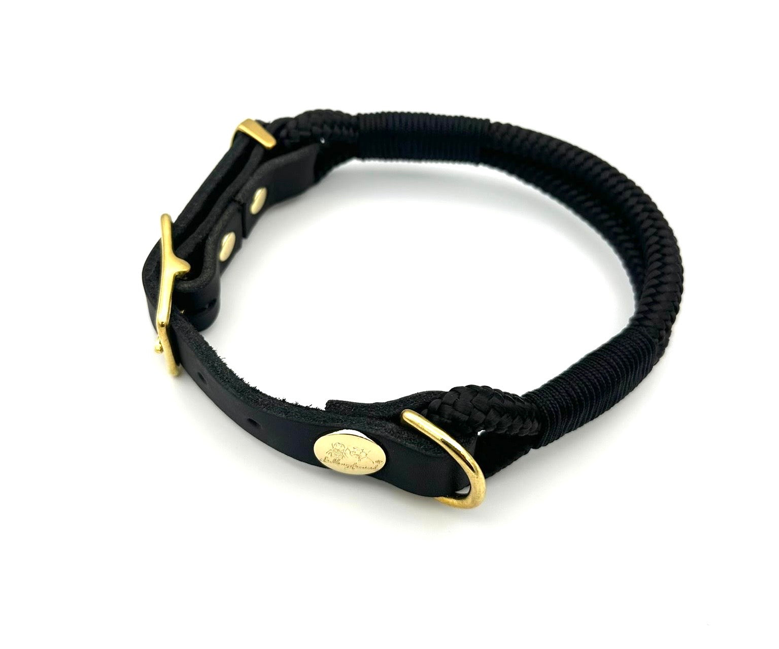 Tau-Leder-Halsband Schwarz