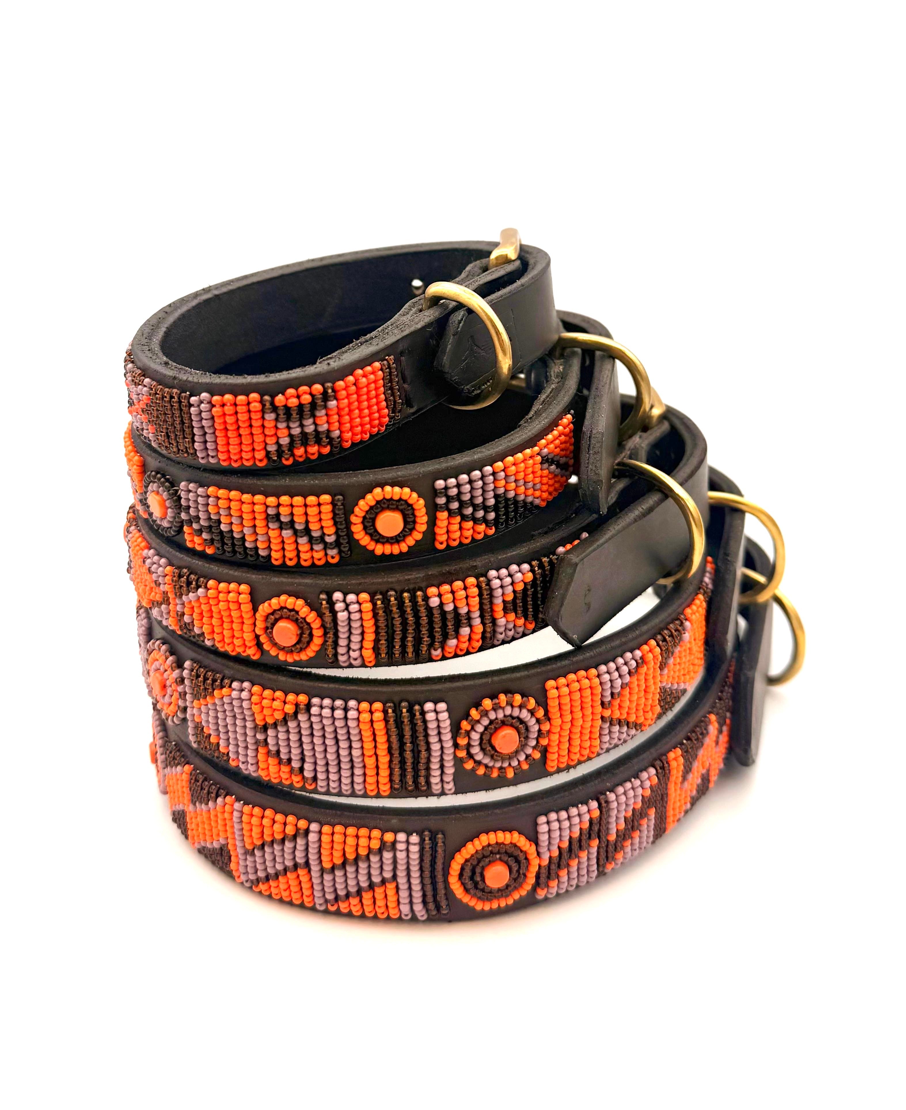 Lederhalsband Braun/Orange