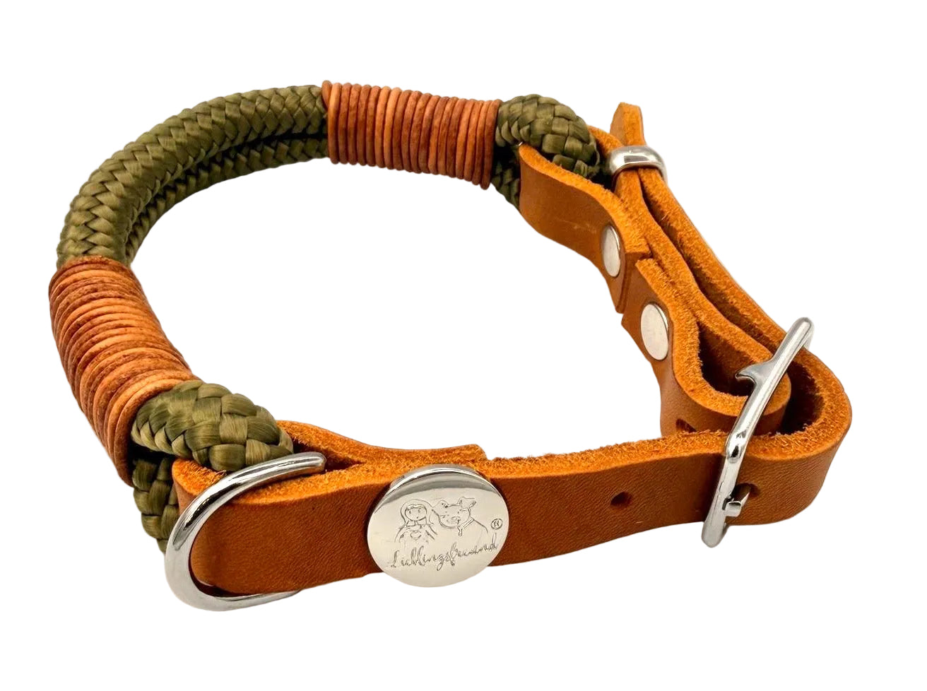Tau-Leder-Halsband Oliv Leder