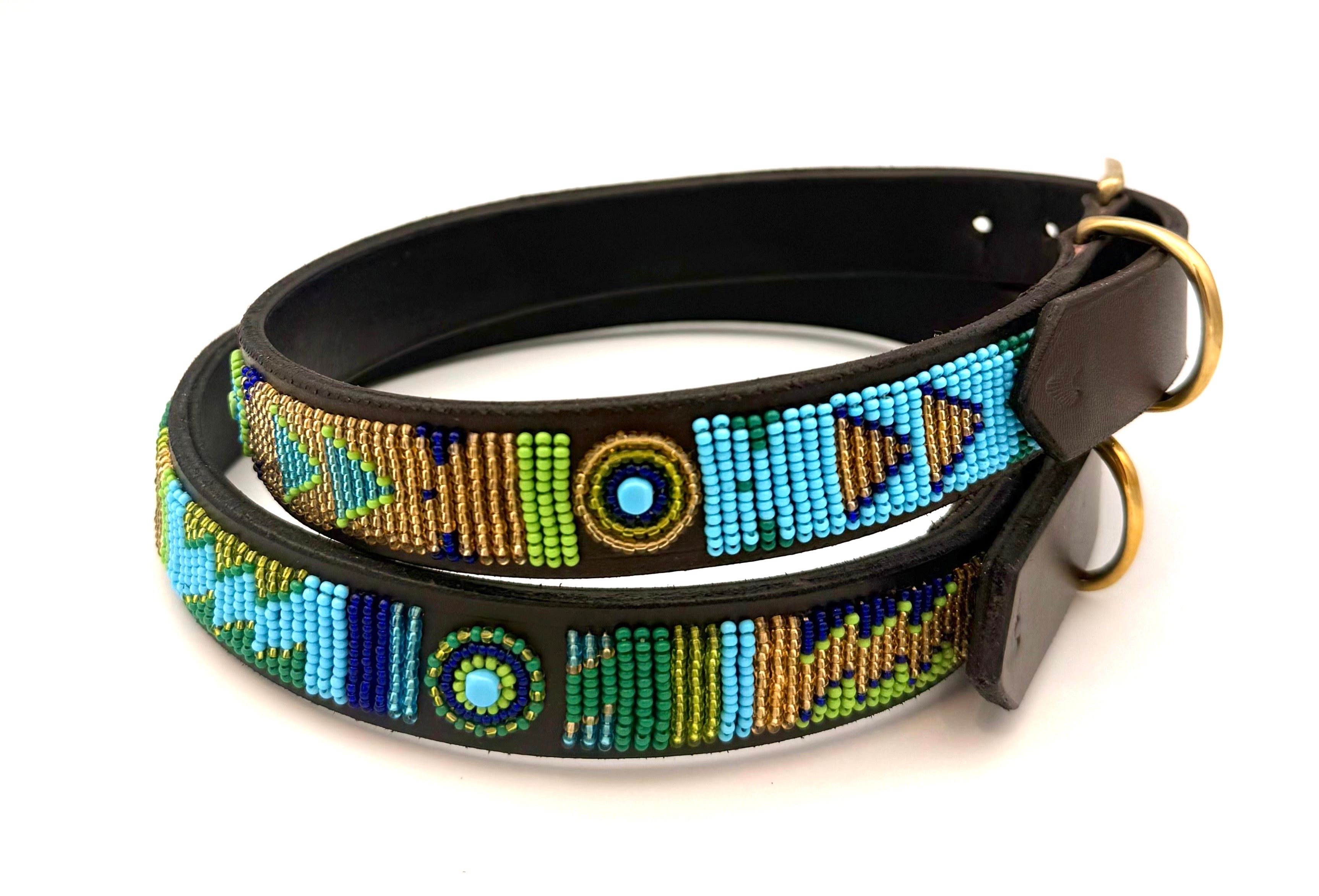 Lederhalsband Blau