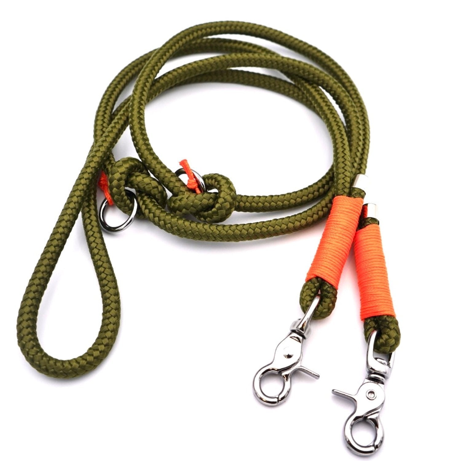Tauleine für Hunde in Oliv und Orange aus robustem Tau