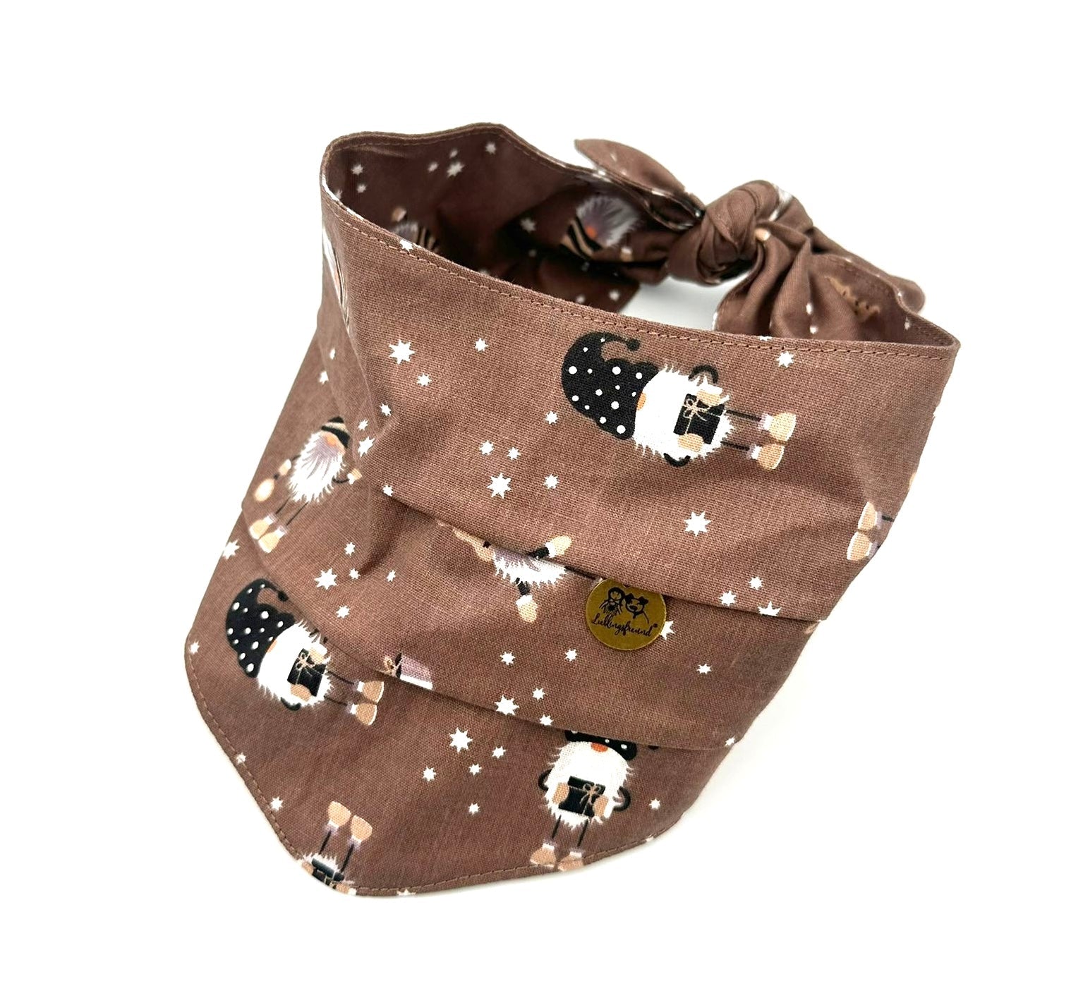 Halstuch aus Baumwolle Weihnachtswichtel braun