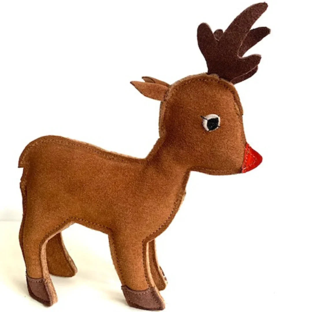 Nachhaltiges Leder Hundespielzeug Elch "Rudolph Rentier" | Schadstofffrei & robust
