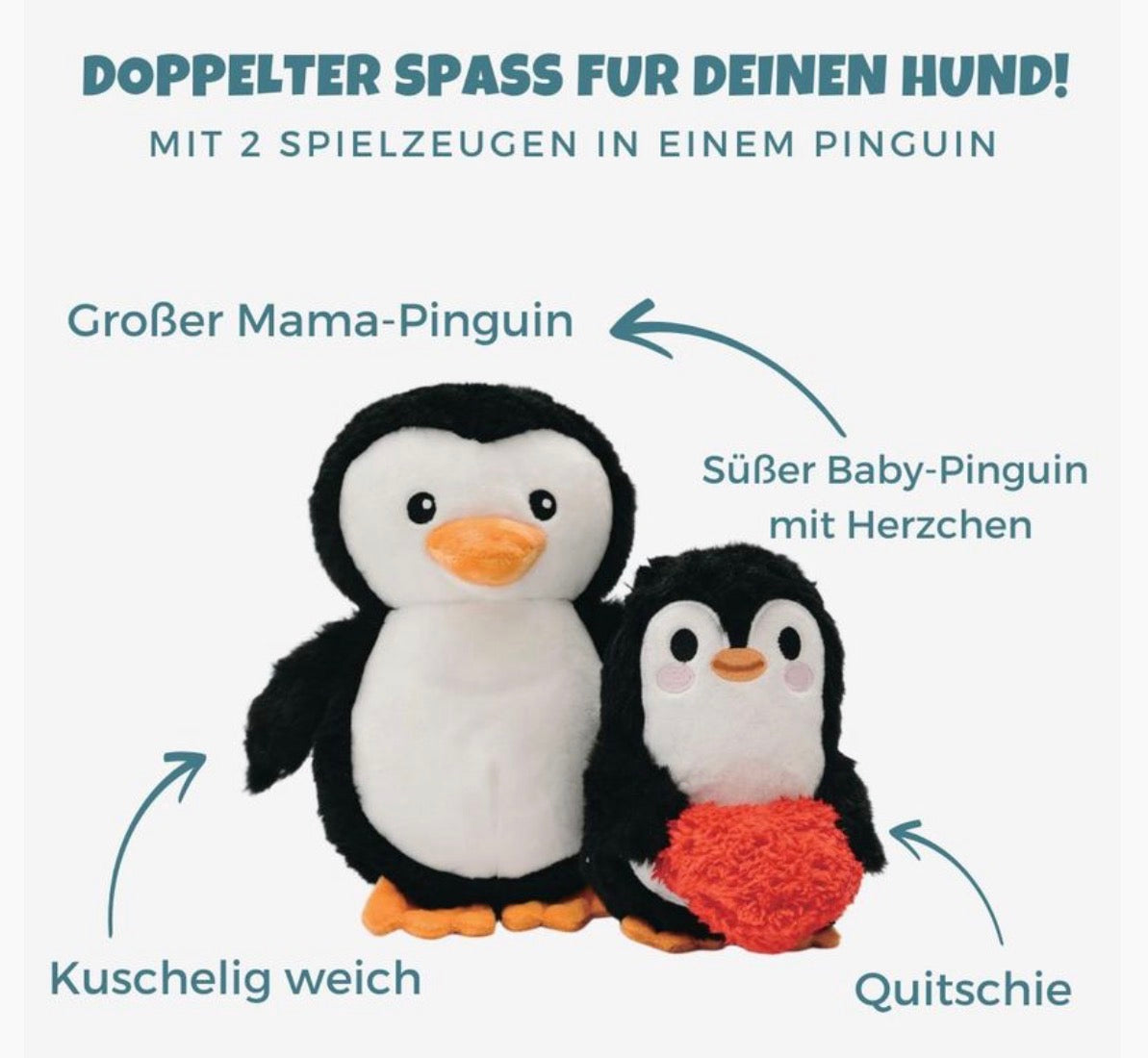 Pinguin "Skipper" – Nachhaltiges 2-in-1 Hundespielzeug mit Überraschung