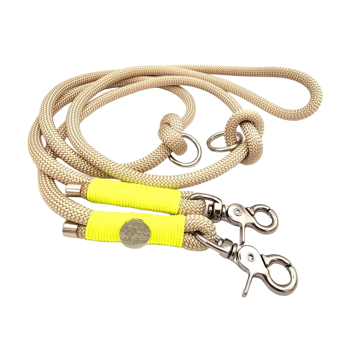Tauleine für Hunde in Beige mit neongelbem Akzent