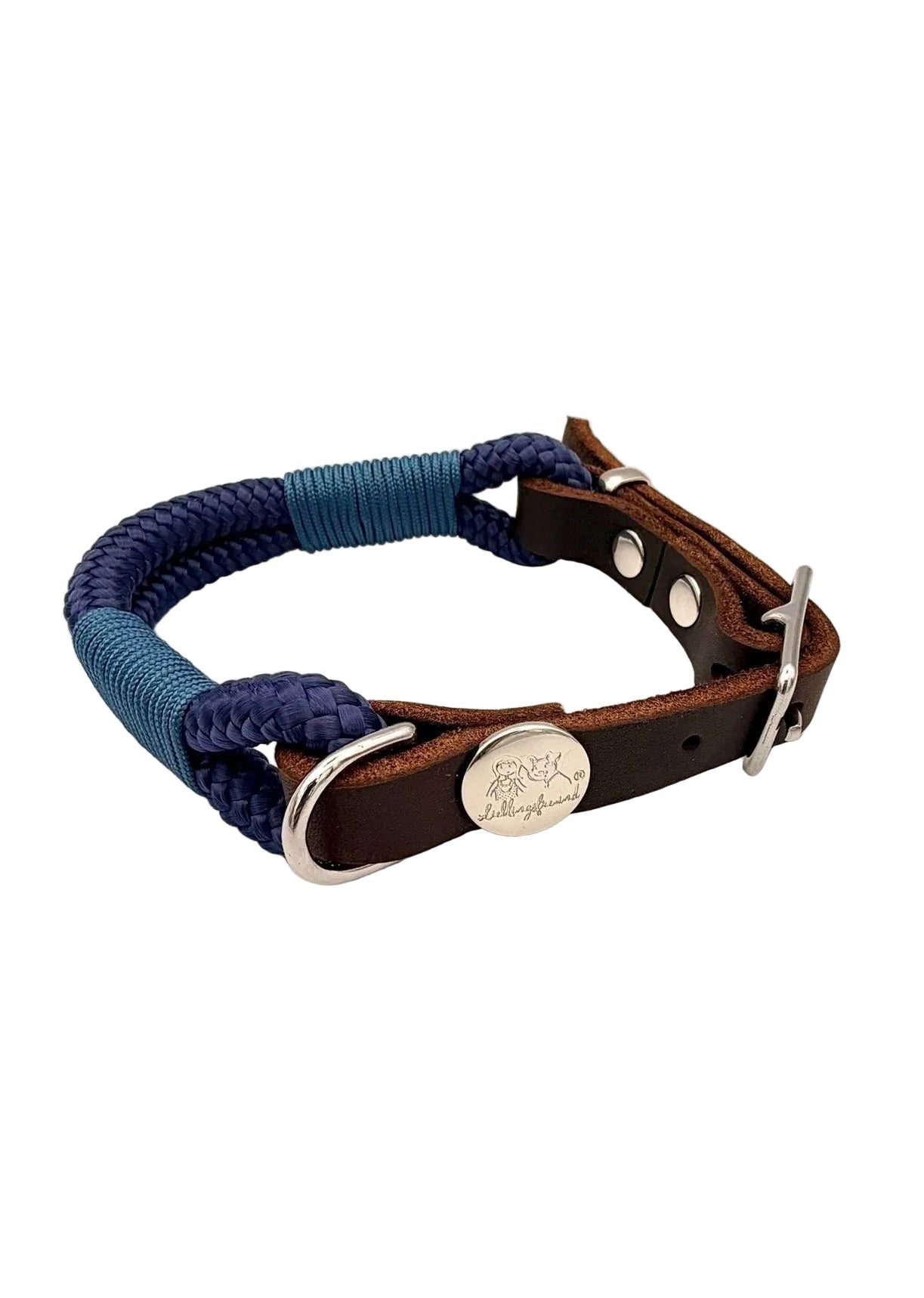 Tau-Leder-Halsband Blau Petrol