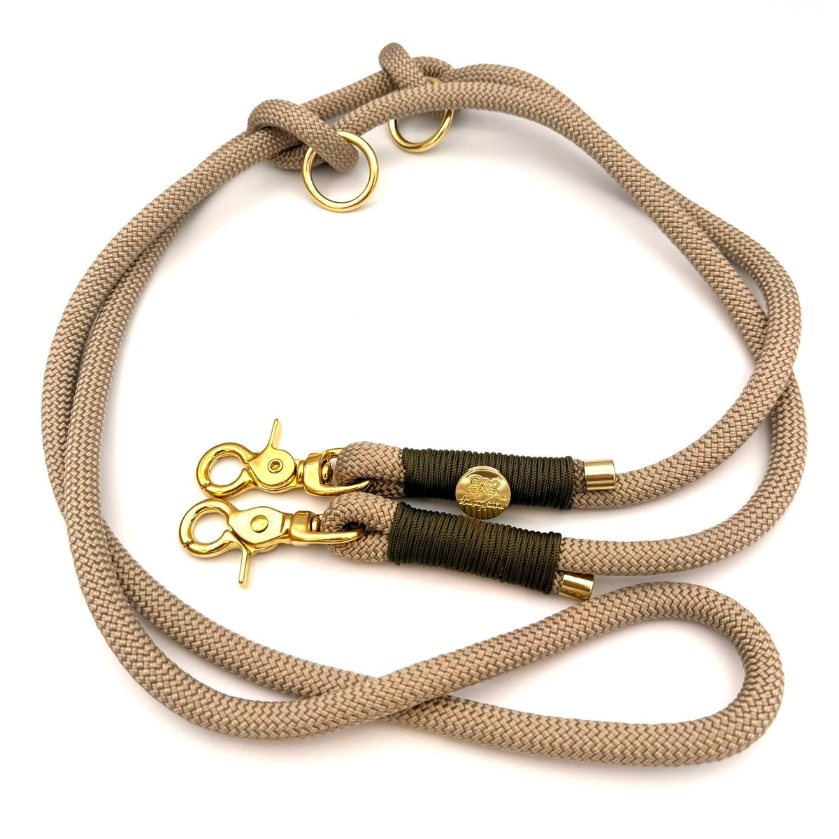 Tauleine für Hunde in Taupe und Oliv aus zwei Meter Tau
