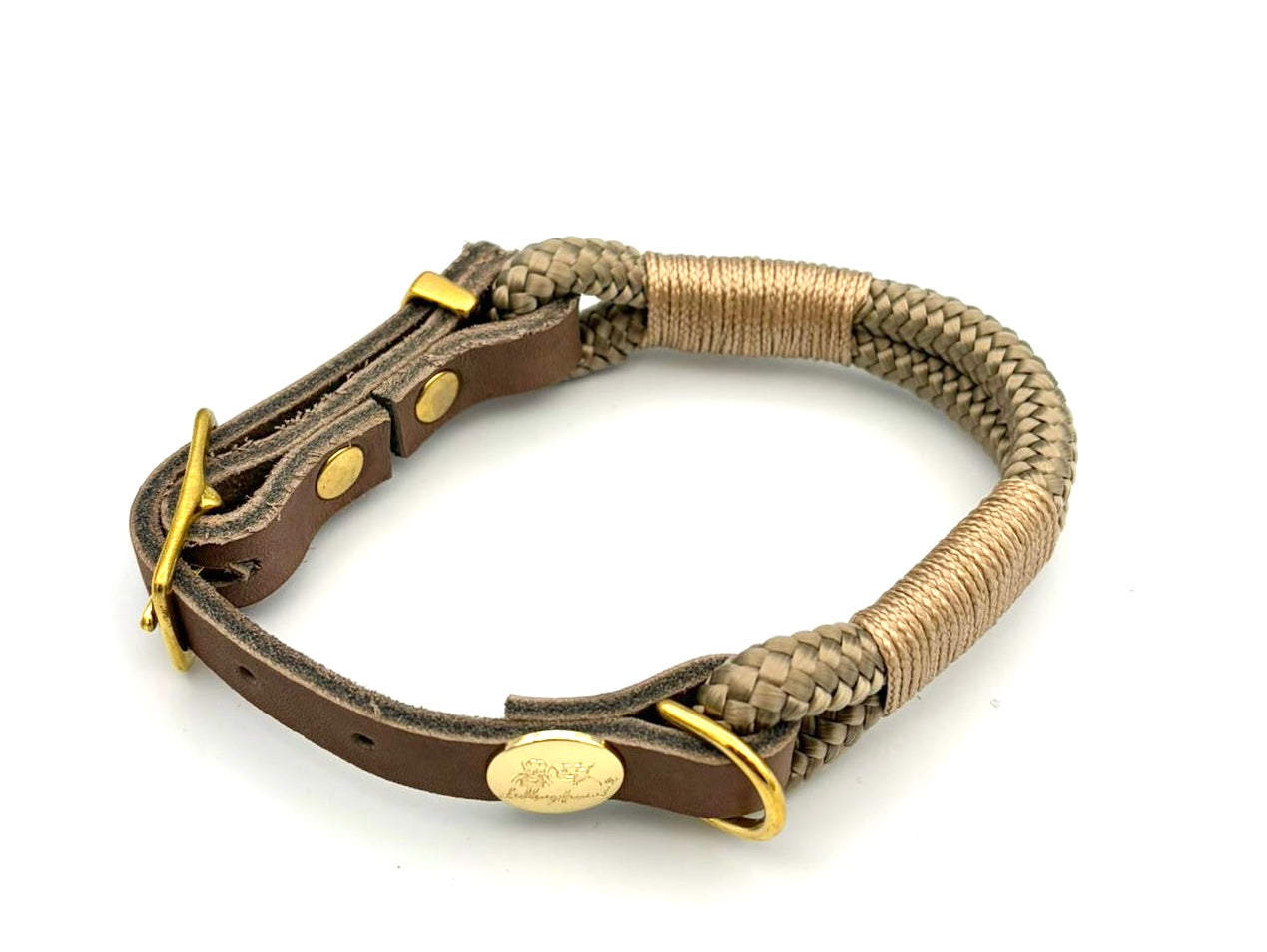 Tau-Leder-Halsband Beige