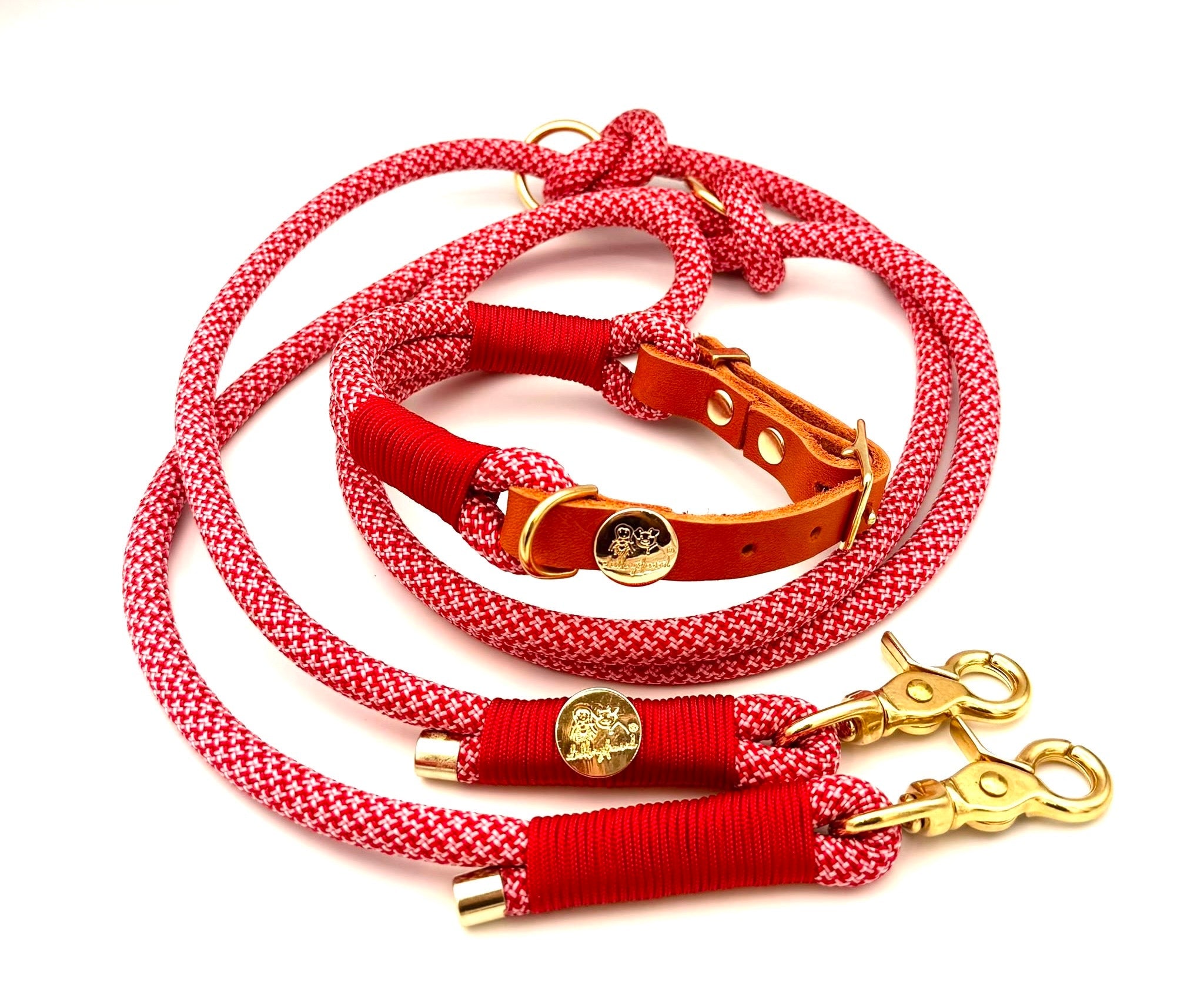 Tau-Leder-Halsband Sommerrot