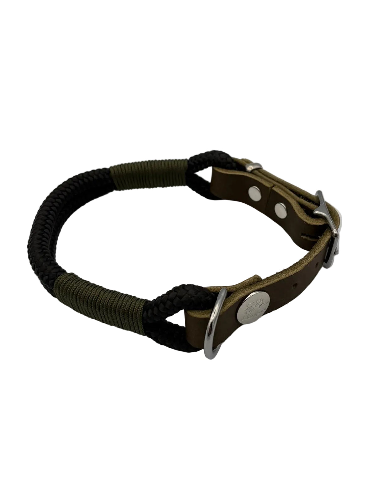 Tau-Leder-Halsband Schwarz Oliv