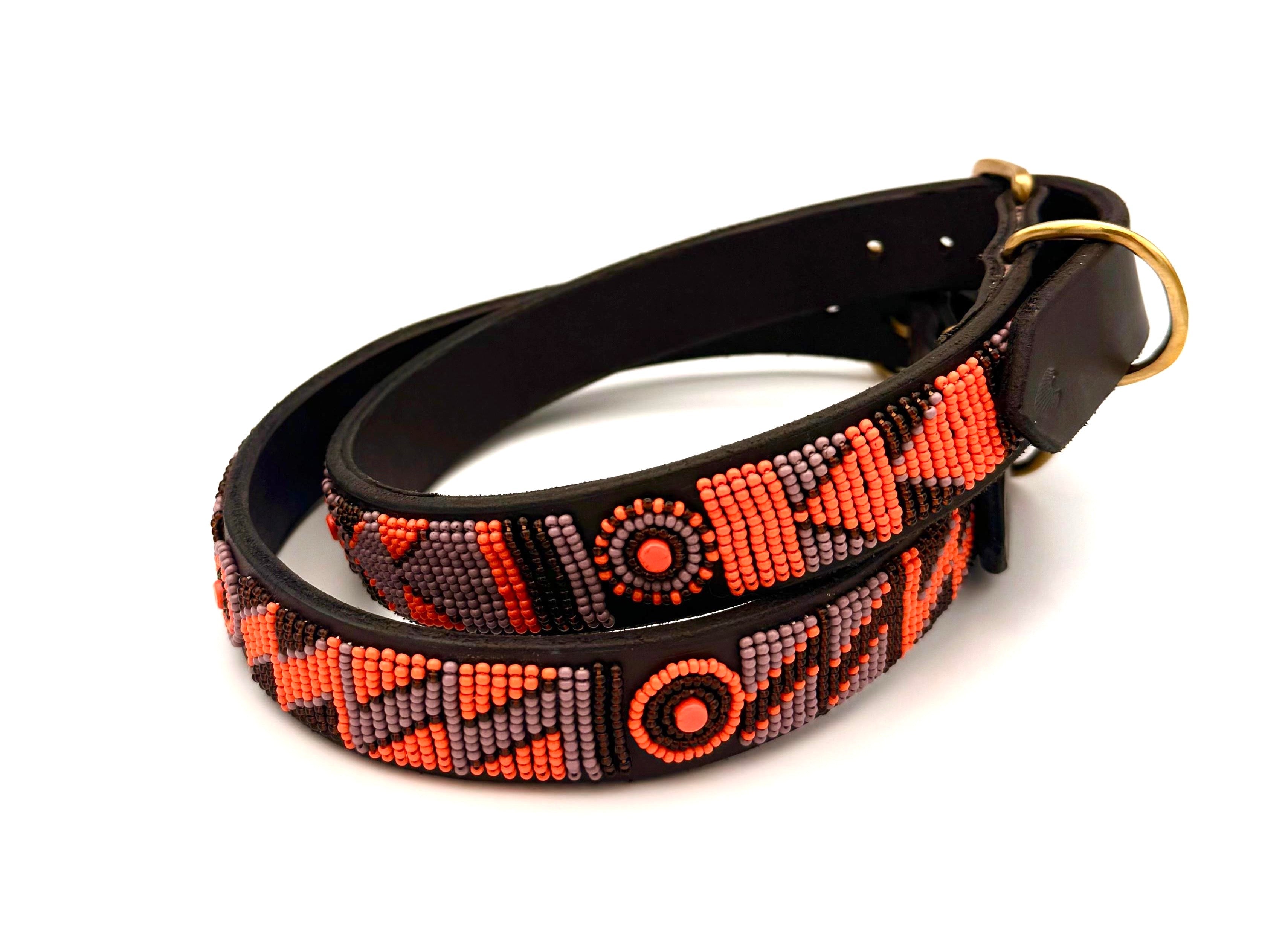 Lederhalsband Braun/Orange