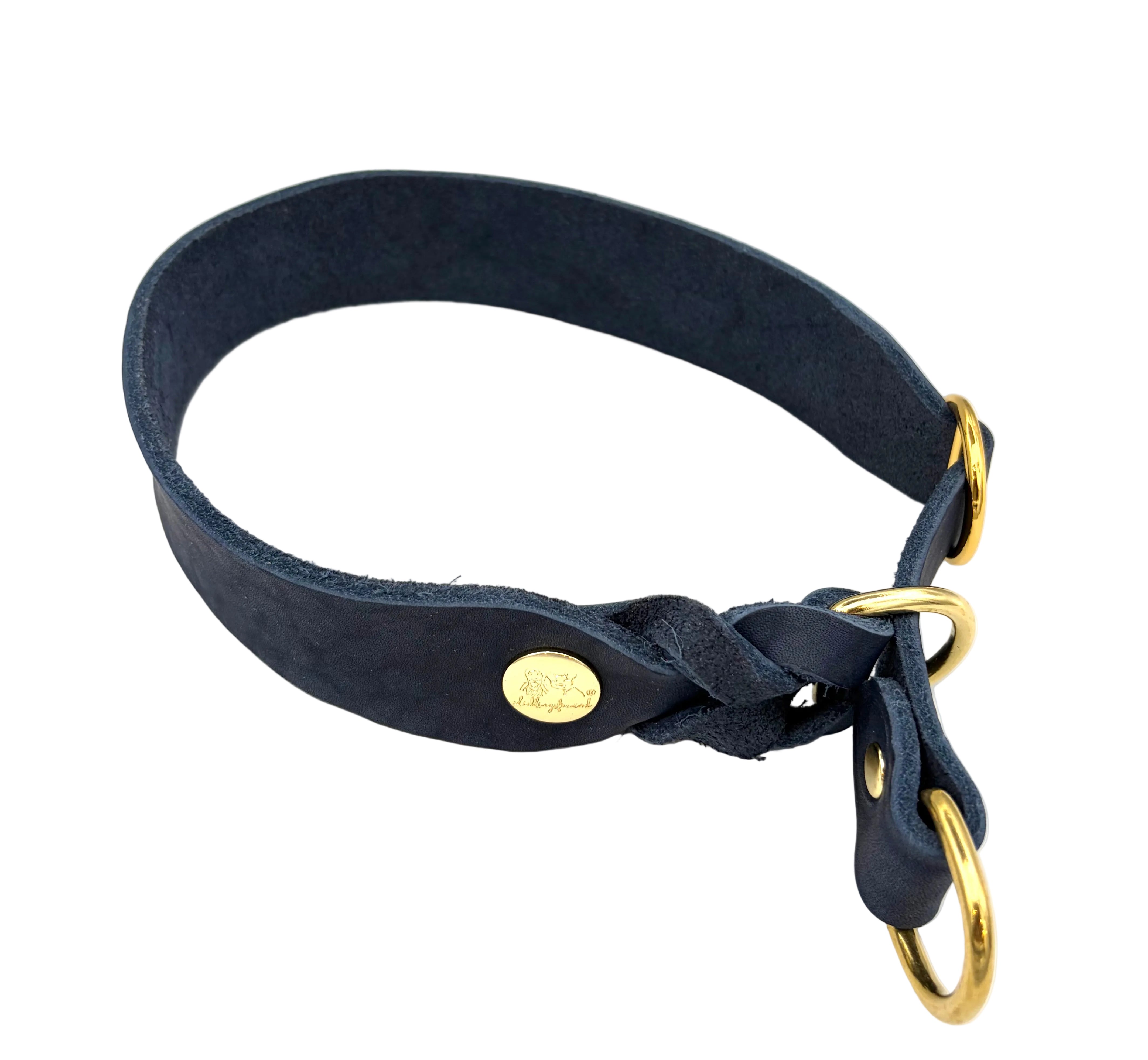 Zugstophalsband Leder Dunkelblau
