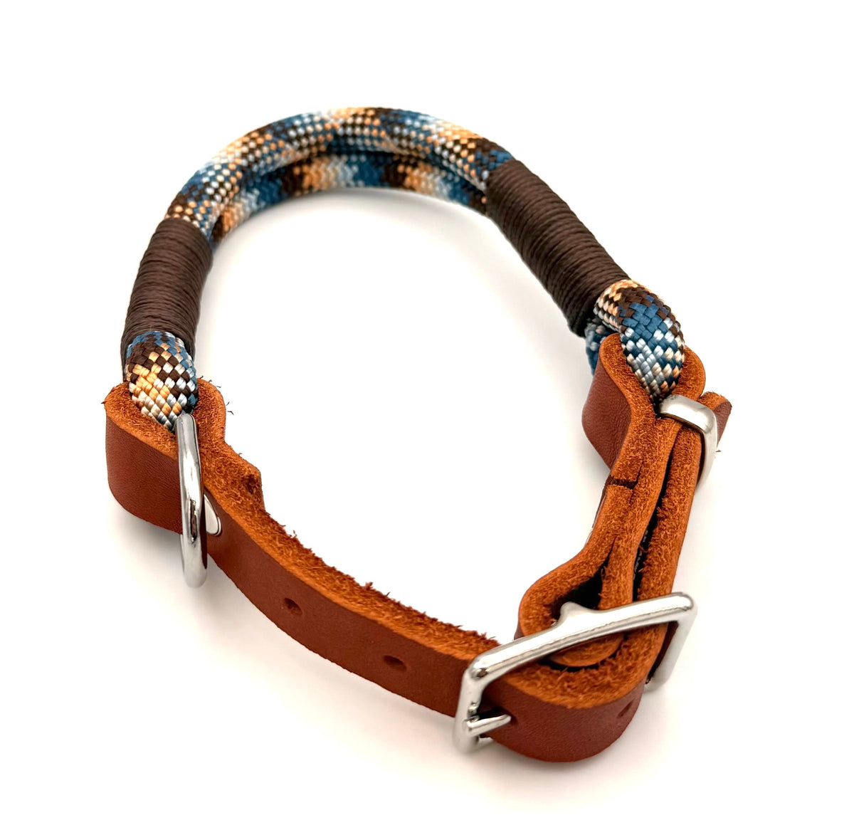Tau-Leder-Halsband Blau