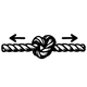 Icon: Tau mit Knoten und Pfeilen in beide Richtungen – stufenlos verstellbar